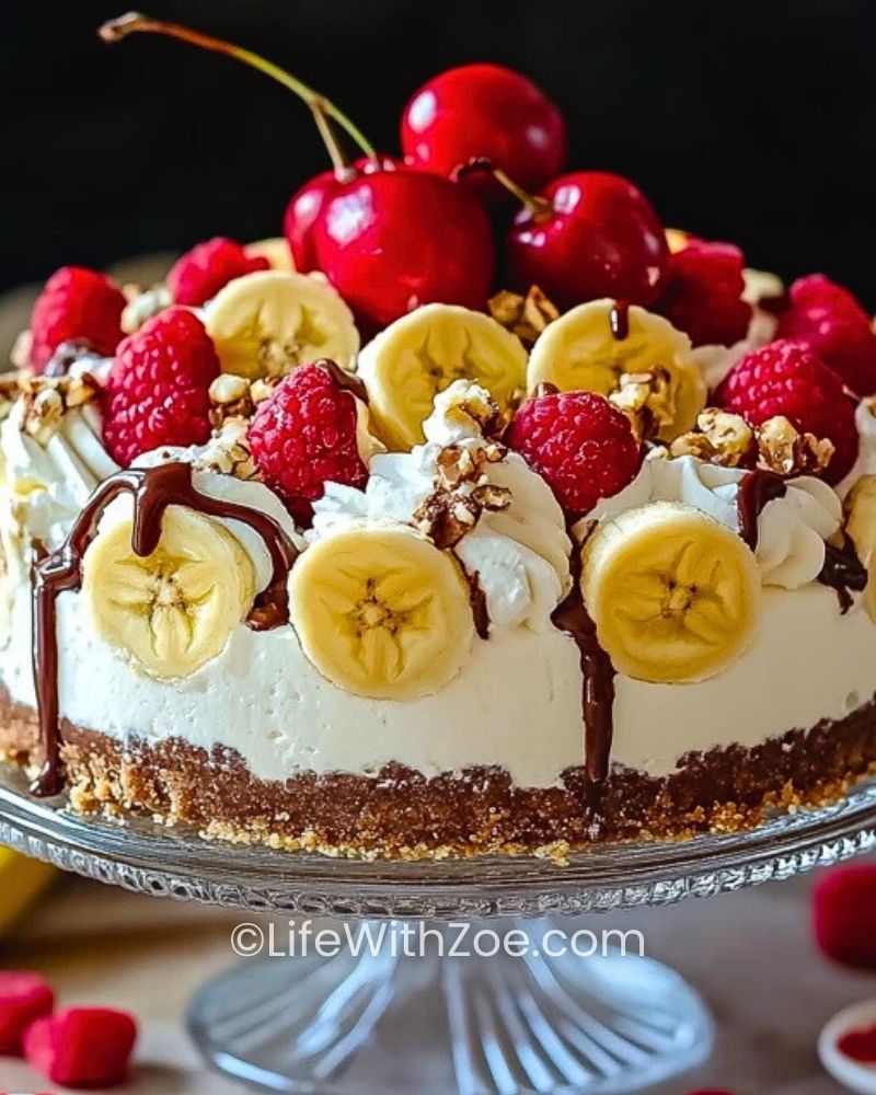 Heavenly No-Bake Banana Split Cheesecake