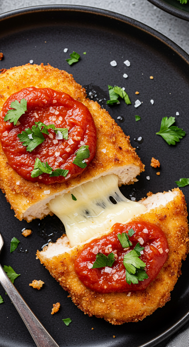 Chicken Parmesan Stuffed with Cream Cheese