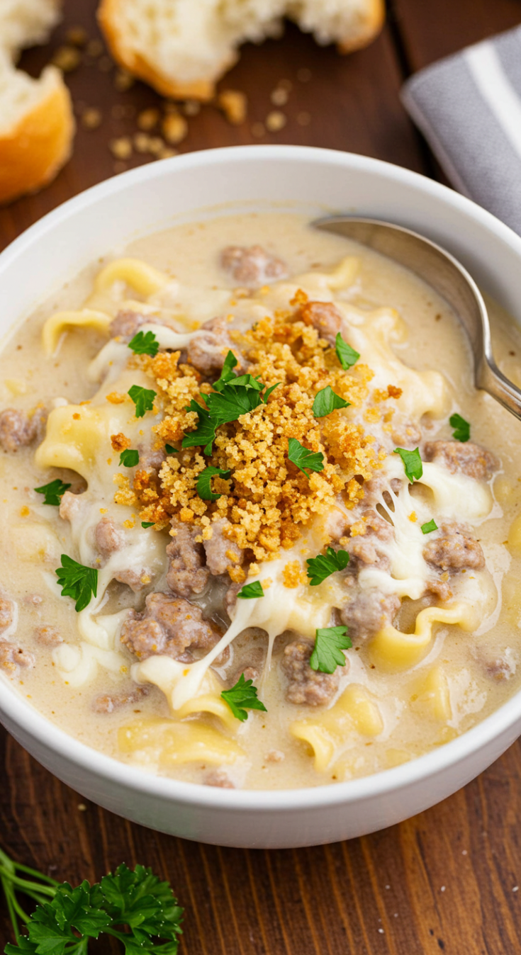 Decadent Creamy Alfredo Lasagna Soup