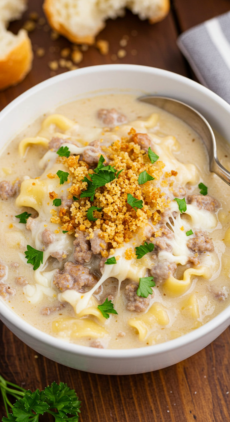 Decadent Creamy Alfredo Lasagna Soup