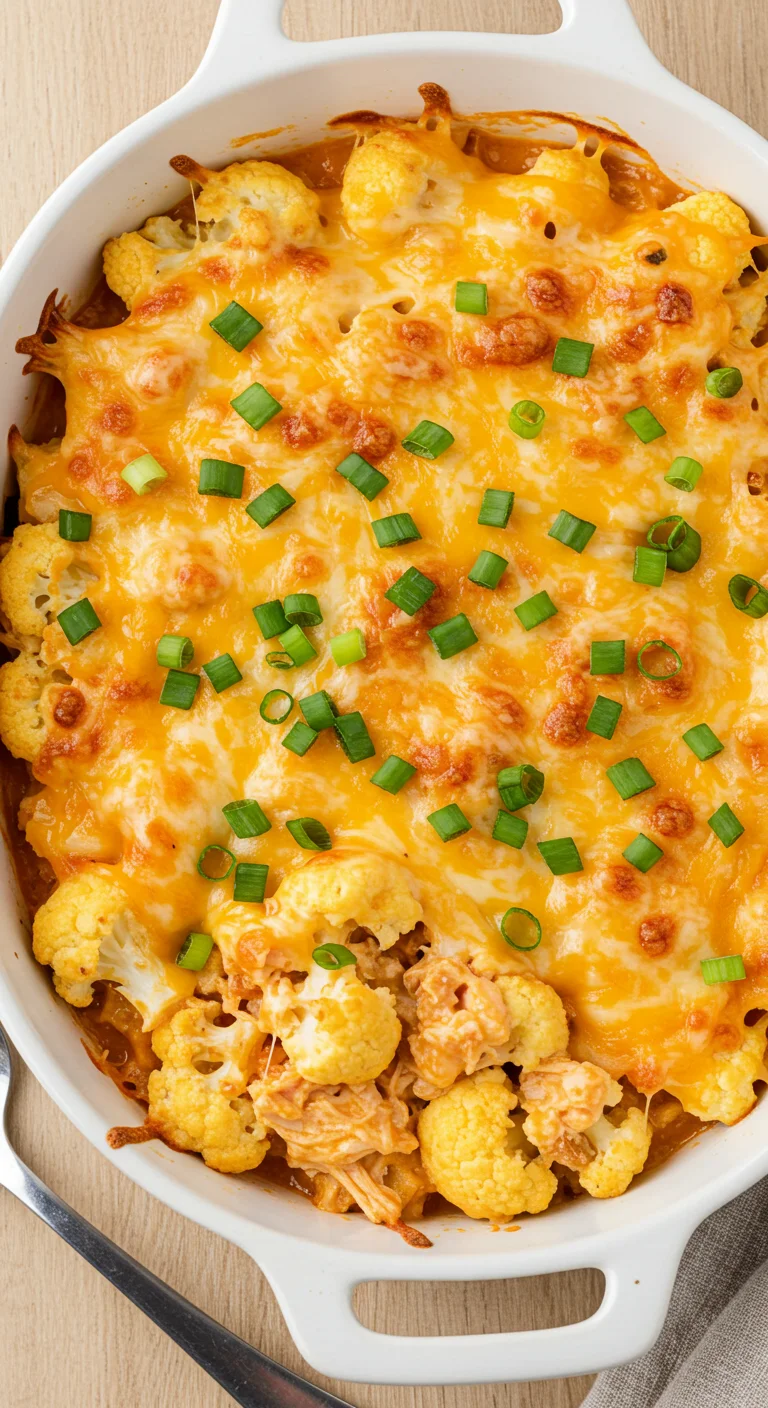 Buffalo Chicken Cauliflower Bake