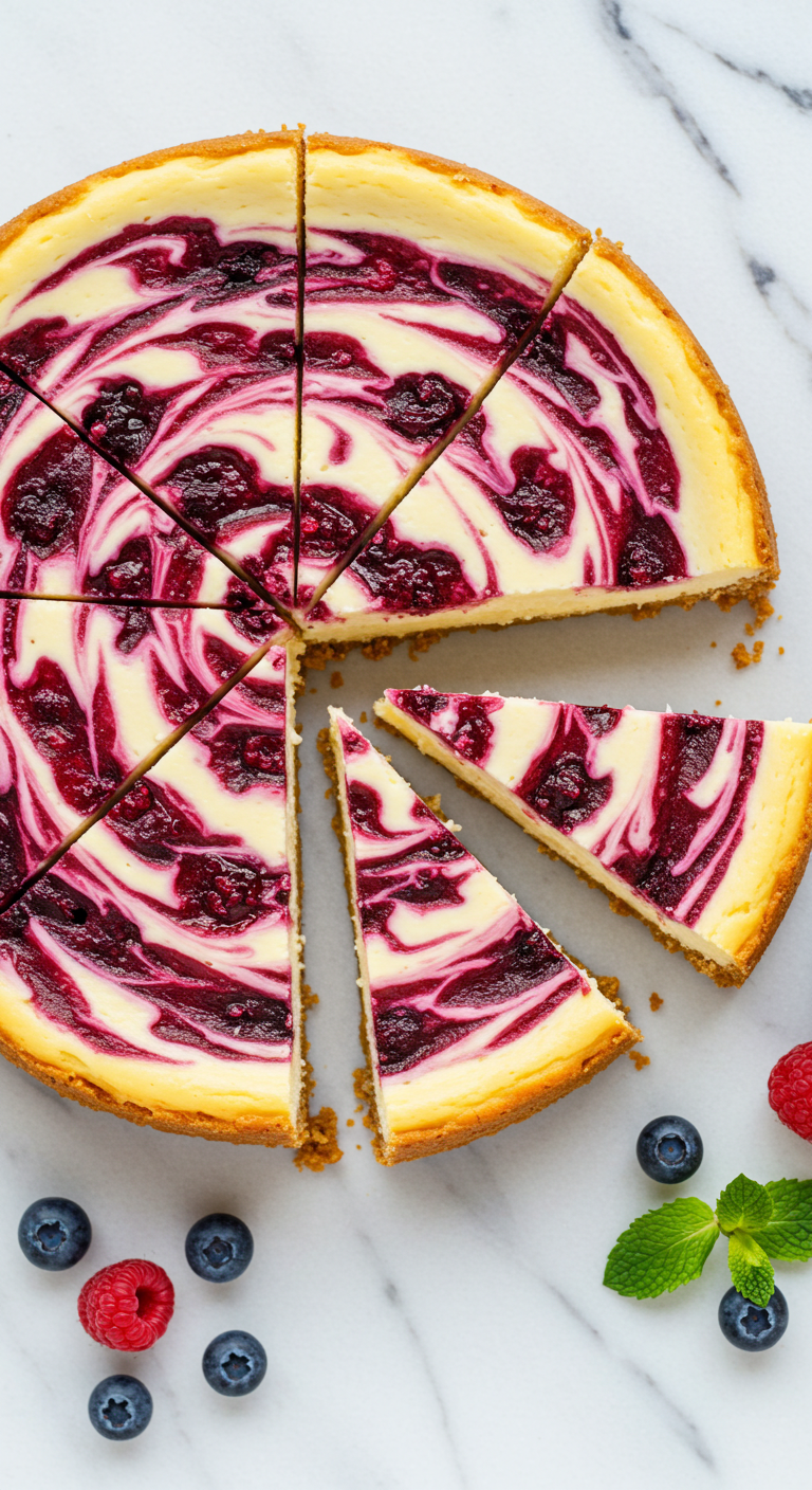 Classic Cheesecake with Berry Swirls