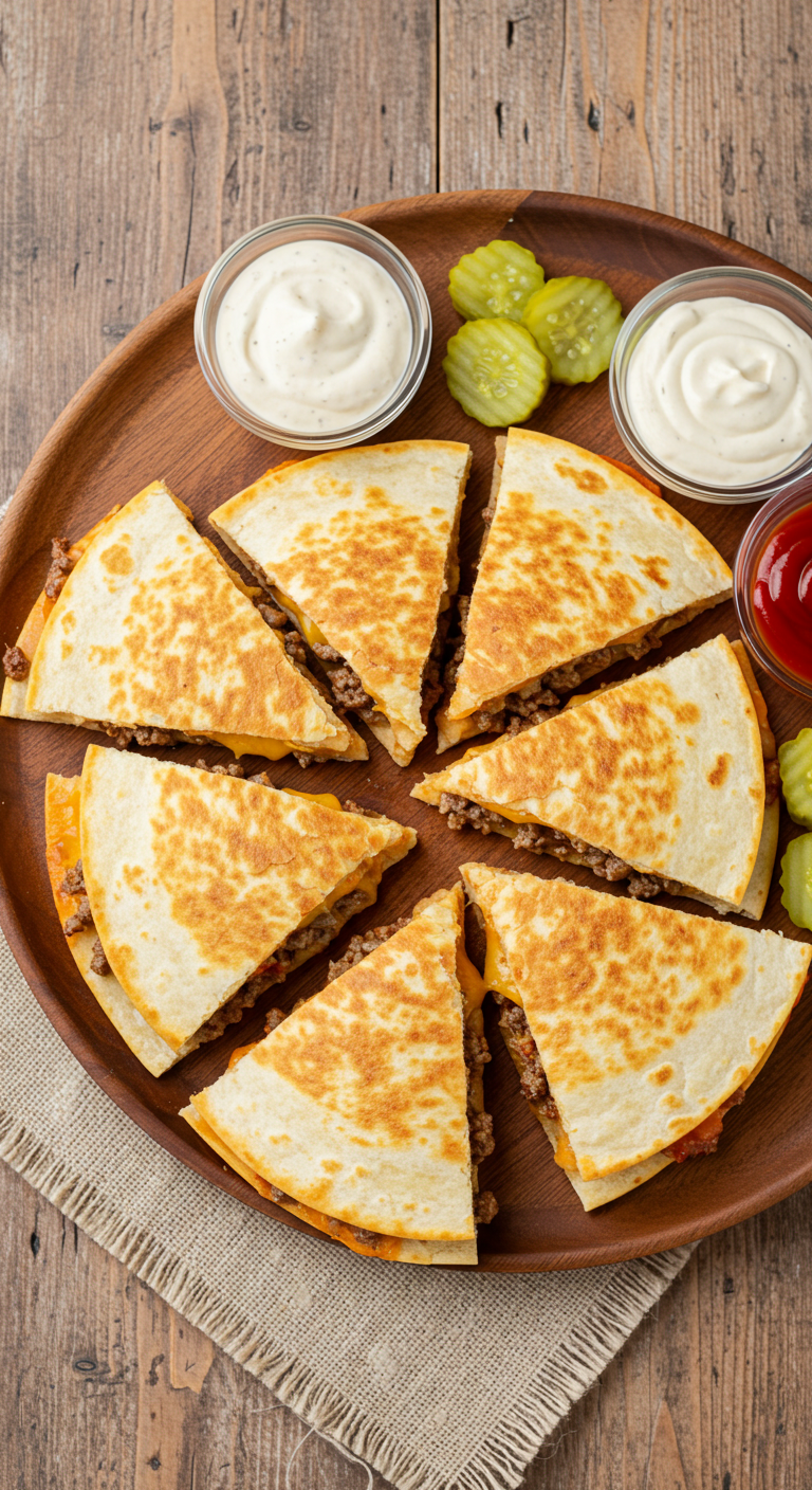 Crispy and Satisfying Cheeseburger Quesadillas