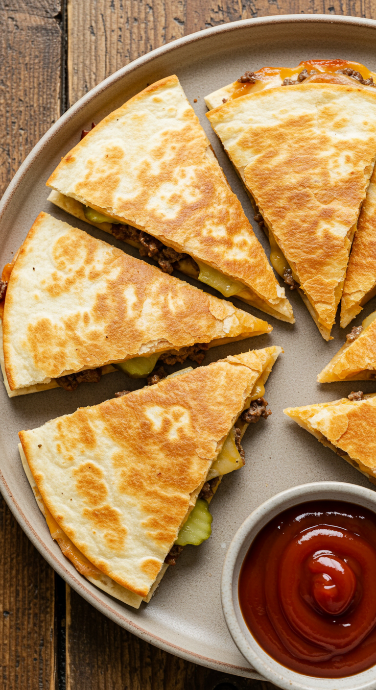 Crispy and Satisfying Cheeseburger Quesadillas