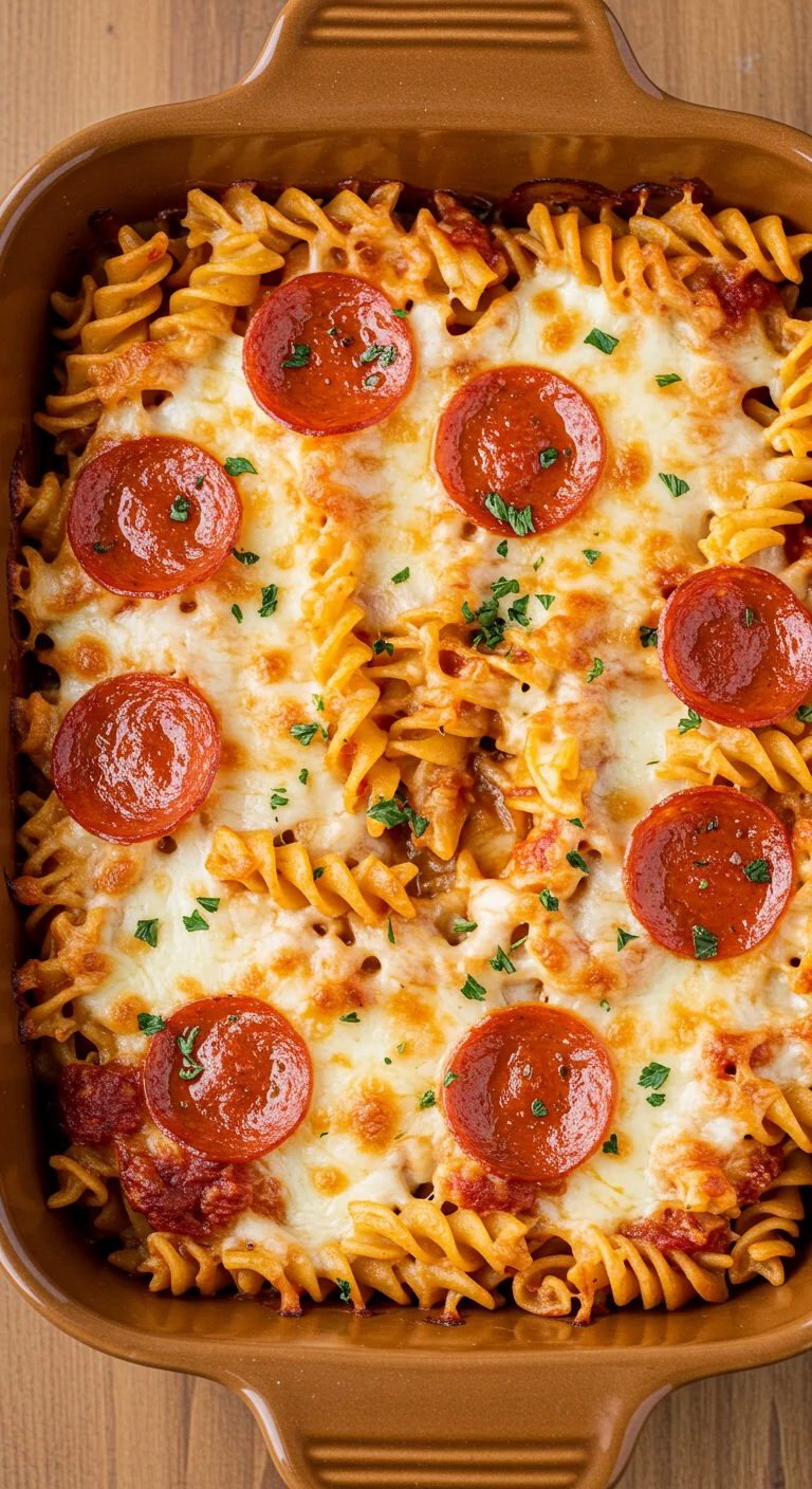Easy Pizza Flavored Pasta Bake