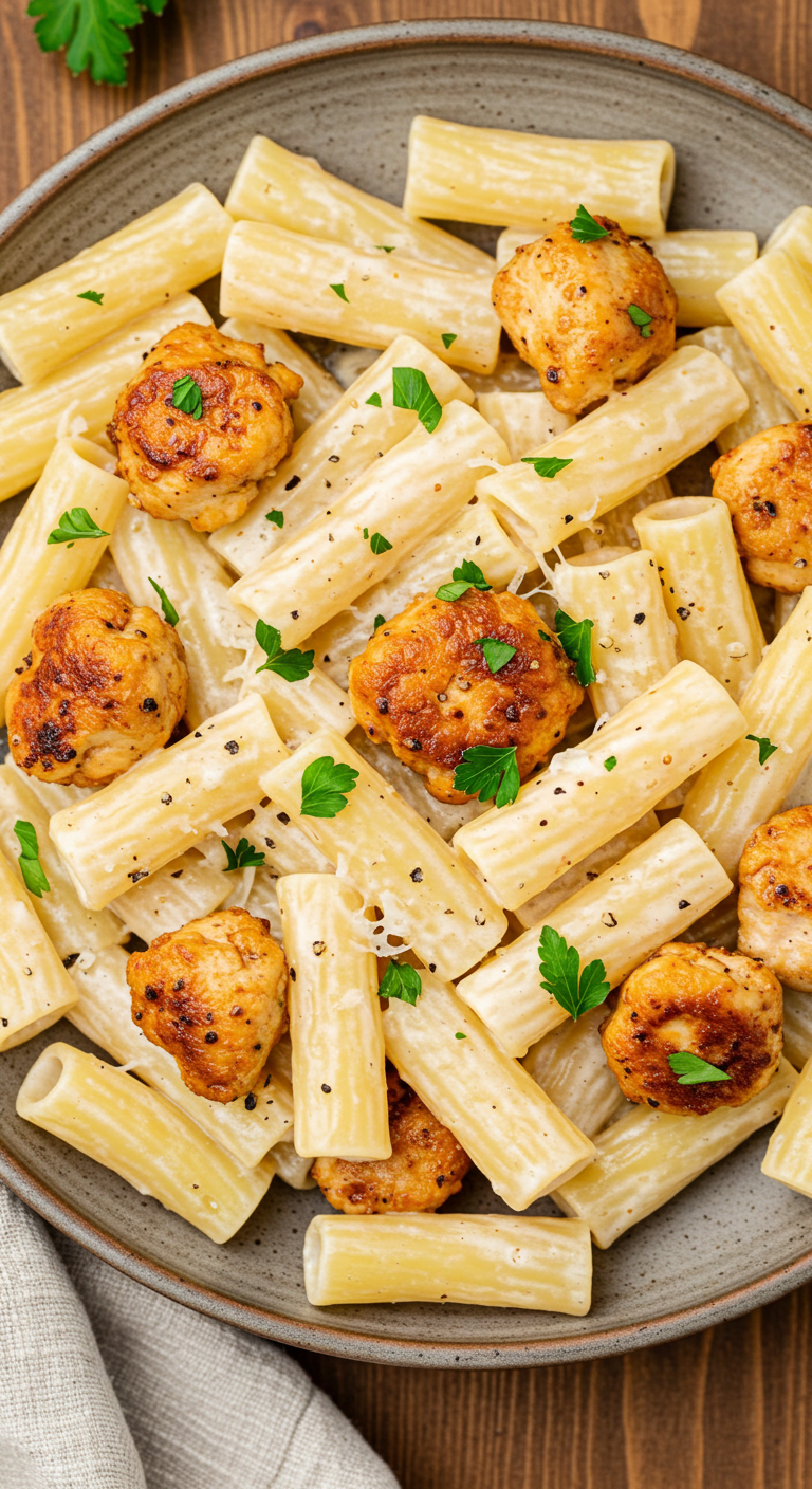 Cajun Chicken Bites with Creamy Rigatoni