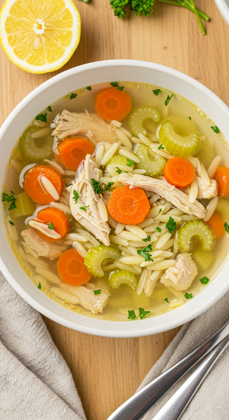 Lemon Chicken Orzo Soup