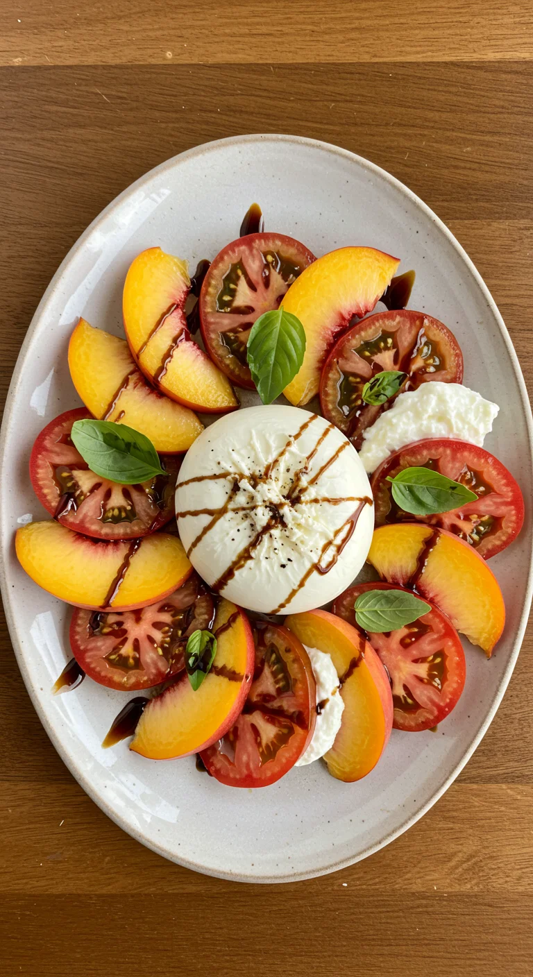 Peach Caprese Salad with Burrata