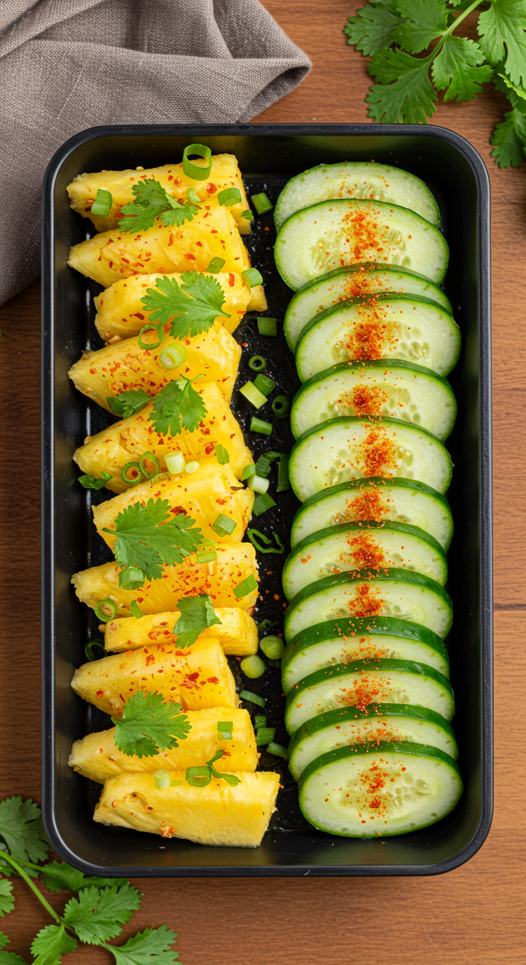Refreshing Chili Lime Pineapple Cucumber Sticks