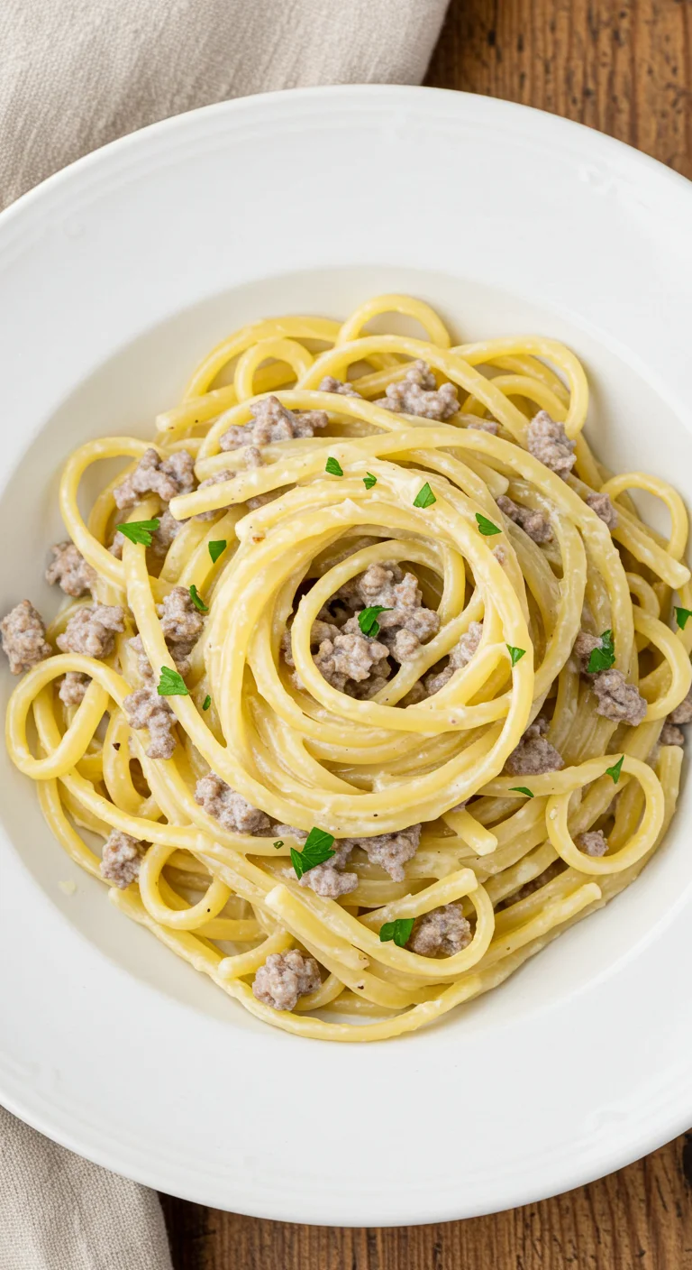 Garlic Butter Beef Linguine in Creamy Parmesan Sauce