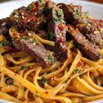 Cajun Garlic Butter Linguine with Tender Beef Strips