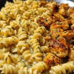 Cheesy Alfredo Twisted Pasta with Golden Garlic Butter Chicken in Creamy Sauce