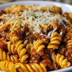 Cheesy Velveeta Rotini with Italian Beef Marinara