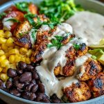 Chipotle Chicken Bowl with Black Beans, Corn, & Creamy Sauce