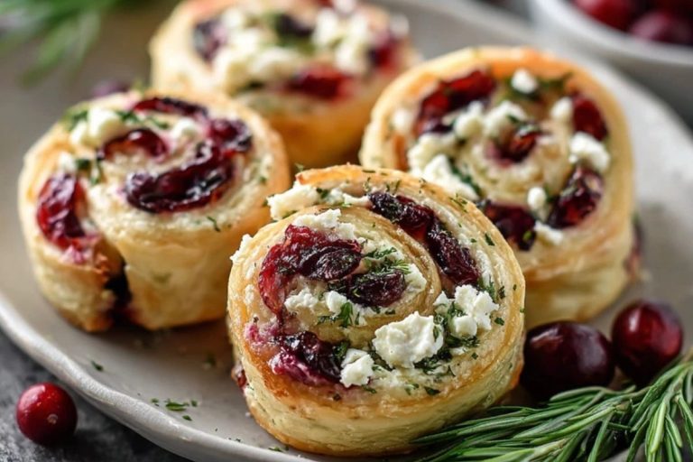 Cranberry Cream Cheese Pinwheels with Feta & Herbs