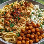 Creamy Cajun Chicken Pasta with Whipped Roasted Garlic Feta & Crispy Chickpeas