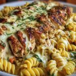 Creamy Cajun Chicken Rotini with Garlic Mozzarella Sauce
