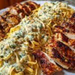 Creamy Garlic Parmesan Chicken with Cheesy Linguine