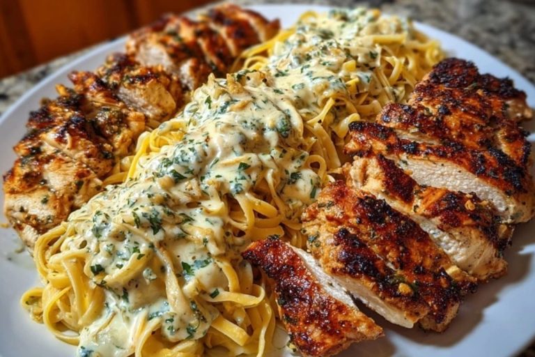 Creamy Garlic Parmesan Chicken with Cheesy Linguine