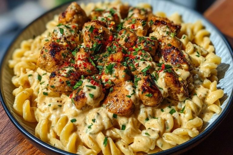 Creamy Jalapeño Garlic Chicken Bites with Twisted Cheddar Cajun Pasta