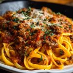 Creamy Velveeta Linguine with Italian Beef Marinara