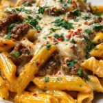 Creamy Velveeta Penne Pasta with Cajun Beef Alfredo Sauce
