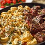 Garlic Steak & Cheese-Filled Tortellini Skillet