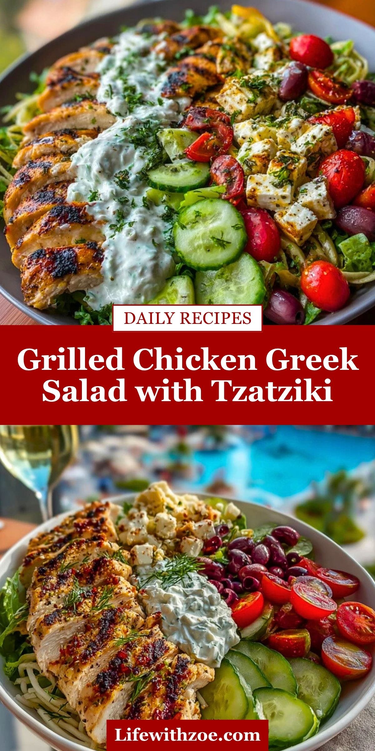 Grilled Chicken Greek Salad with Tzatziki