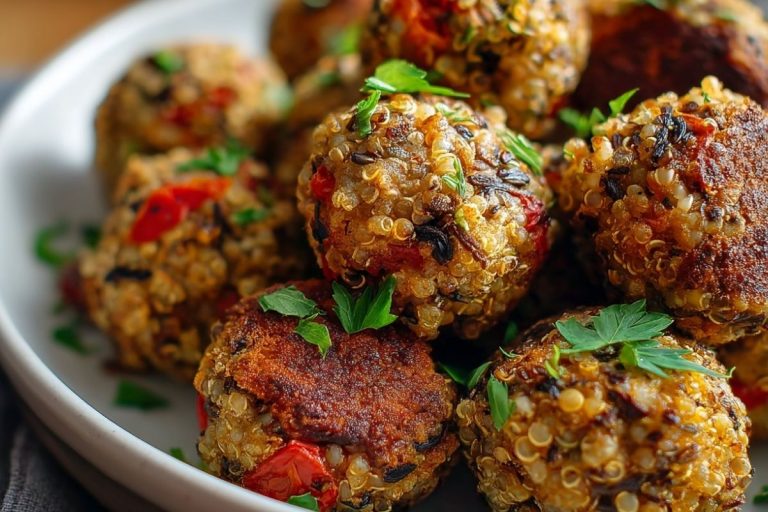 Mushroom Quinoa and Red Pepper Veggie Balls