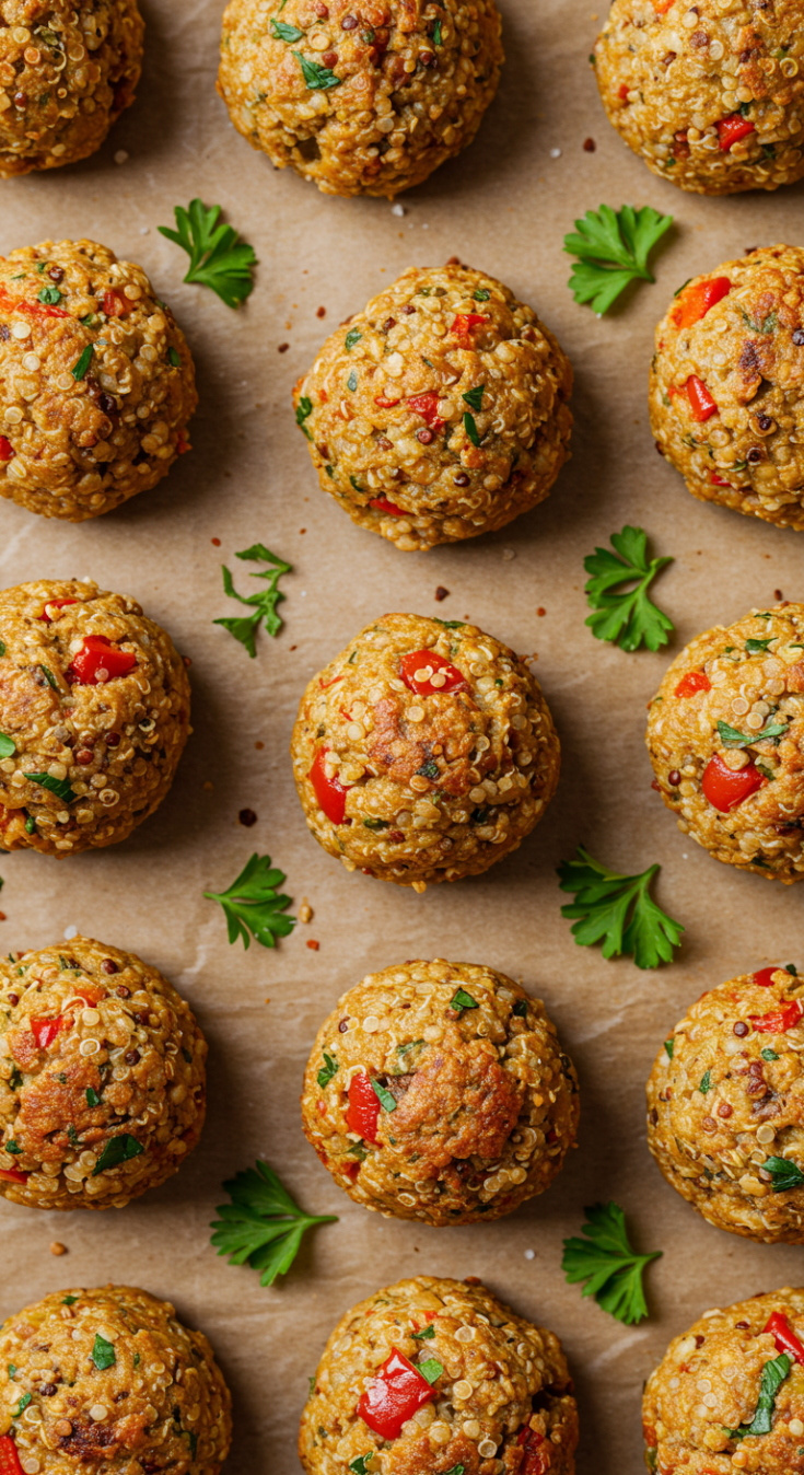 Mushroom Quinoa and Red Pepper Veggie Balls