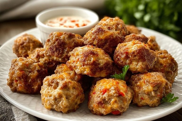 Spicy Rotel Sausage Balls with Cream Cheese