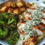 Ultimate Greek Chicken Alfredo Recipe with Crispy Parmesan Broccoli