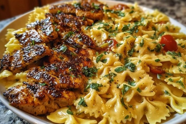 Bowtie Pasta with Creamy Cajun Chicken and Mozzarella Cheese Sauce