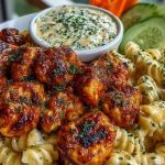 Buffalo Garlic Chicken Bites & Ranch Cajun Alfredo Twisted Pasta