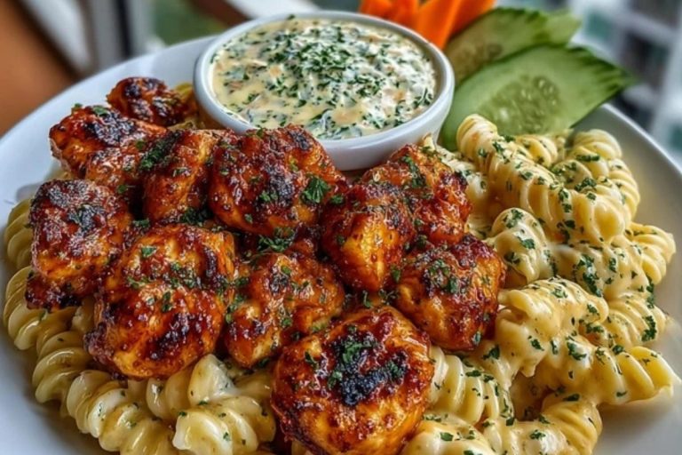 Buffalo Garlic Chicken Bites & Ranch Cajun Alfredo Twisted Pasta