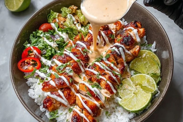 Chili Chicken Bowl with Coconut Lime Drizzle