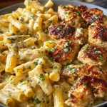 Creamy Garlic Parmesan Chicken with Cheesy Penne Pasta