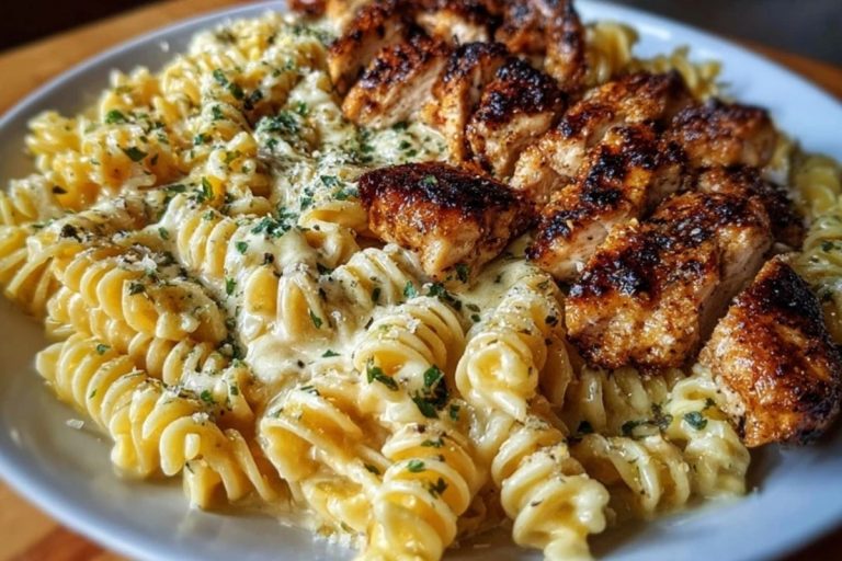 Creamy Parmesan Rotini with Cajun Garlic Butter Chicken