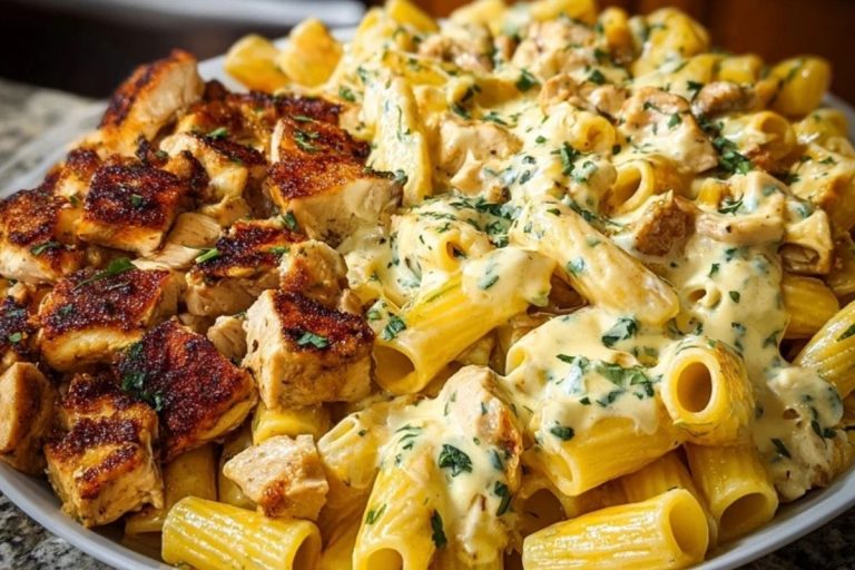Creamy Velveeta Chicken Rigatoni with Mozzarella Garlic Sauce
