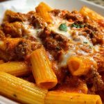 Creamy Velveeta Rigatoni with Italian Beef Marinara