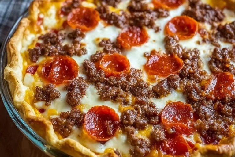 Deep Hamburger Sausage & Pepperoni Pie