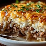French Onion Ground Beef and Rice Casserole