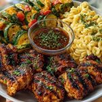 Garlic Chili Oil Chicken Bites & Cajun Alfredo with Charred Zucchini Twists