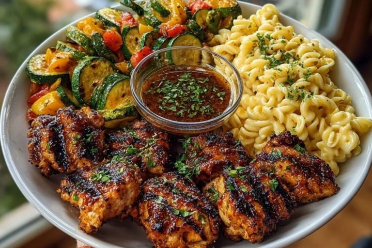 Garlic Chili Oil Chicken Bites & Cajun Alfredo with Charred Zucchini Twists