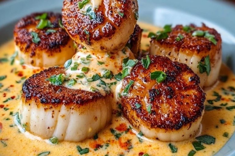 Seared Scallops with Spicy Cajun Cream Sauce