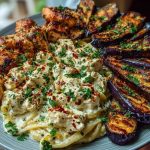 Spicy Whipped Feta Chicken Alfredo with Crispy Eggplant Wedges & Chili Oil Drizzle