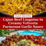 Cajun Beef Linguine in Creamy Velveeta Parmesan Garlic Sauce Pin