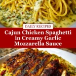 Cajun Chicken Spaghetti in Creamy Garlic Mozzarella Sauce Pin