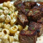 Cajun Steak Bites with Cheesy Garlic Shell Pasta Skillet 1