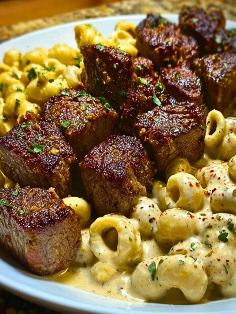 Cajun Steak Bites with Cheesy Garlic Shell Pasta Skillet 2